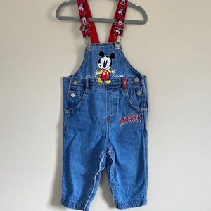 Vintage Disney Baby Mickey & Co Denim Overalls 18m